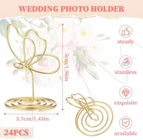 24 Pcs Gold Butterfly Place Card Holders for Events