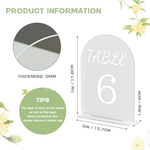 Urban Deco Table Numbers 5x7 Inch Acrylic Place Card Holders