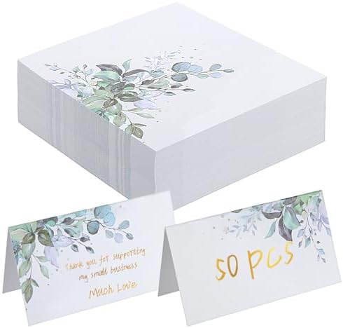 Grevosea 50Pcs Wedding Place Cards Greenery Seating Signs