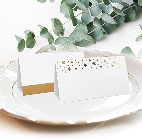 CLEVER SIGNS 100 Pack Gold Place Cards for Wedding Party Reception