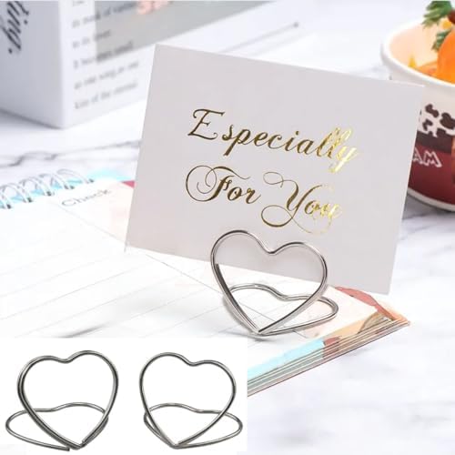 Haidong Heart Shape Place Card Holder 12PCS Silver Wedding Table Numbers