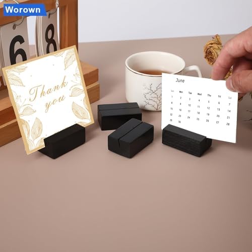 Worown 12 Pcs Mini Wooden Place Card Holders