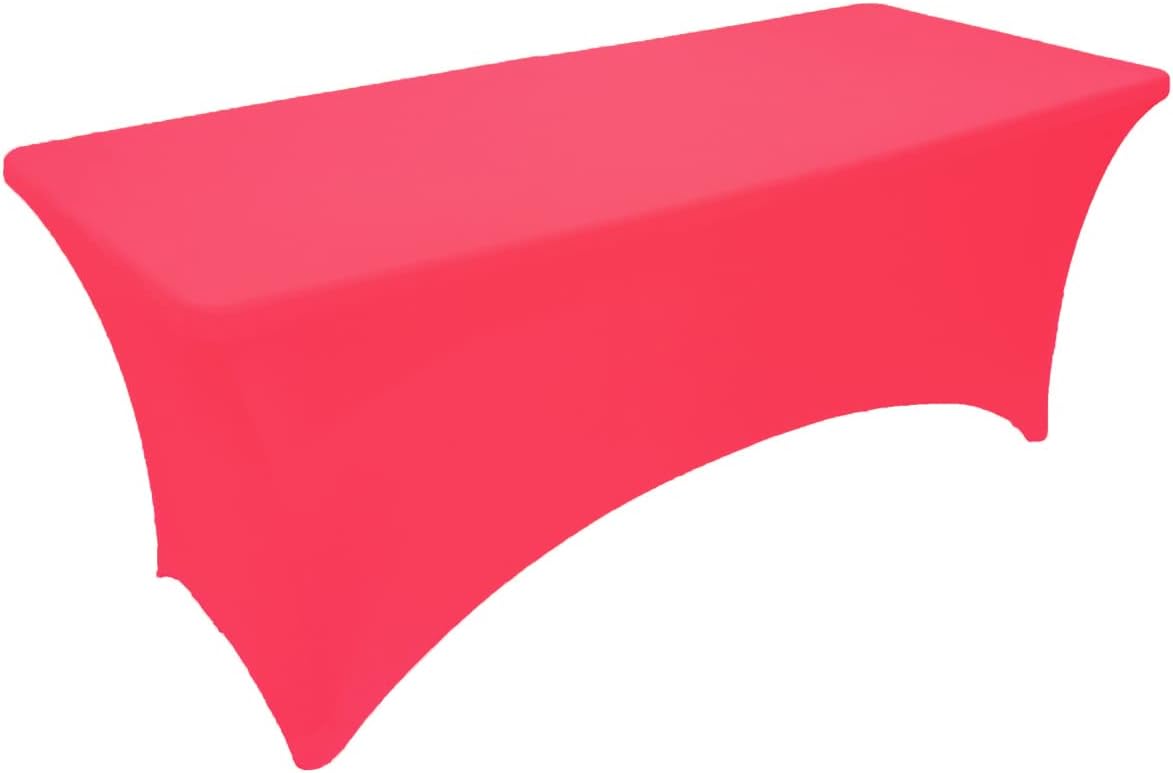 2 Pack 8FT Fuchsia Spandex Tablecloth Stretch Fitted for Rectangular Table