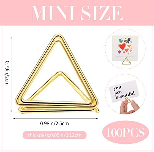 100 Pcs Gold Table Number Holders Triangle Shape Place Card Holders
