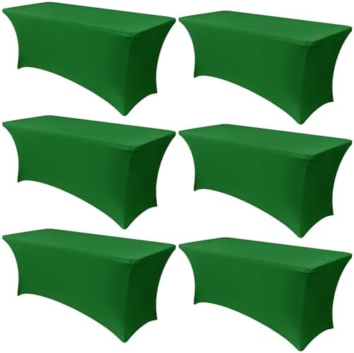 Obstal 6 Pack Stretch Spandex Table Covers for 6 Foot Tables 1