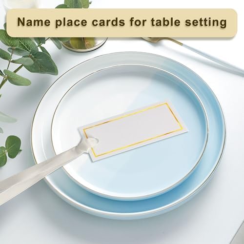 50 Pcs Gold Foil Name Place Cards with Ribbon for Events