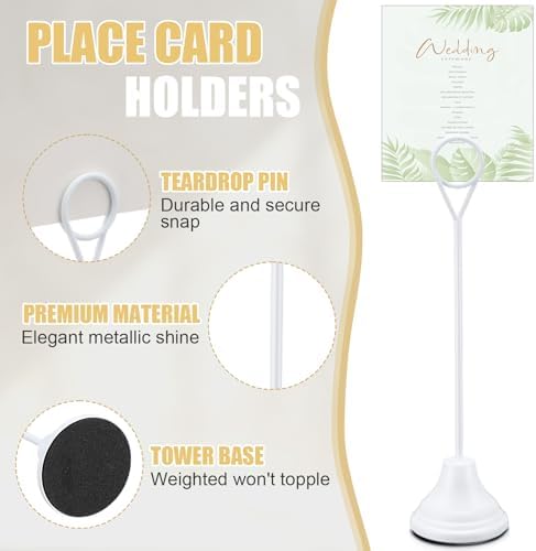 Marspark 16 Pcs 8 Inch Metal Place Card Holders White
