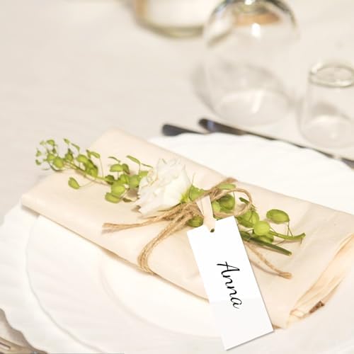 50 Pcs Blank Wedding Place Cards with Slinky Ribbons
