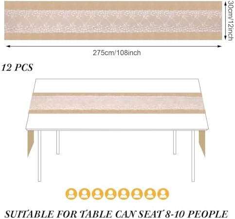 Xinnun 6 Pcs Burlap Table Runner with Lights