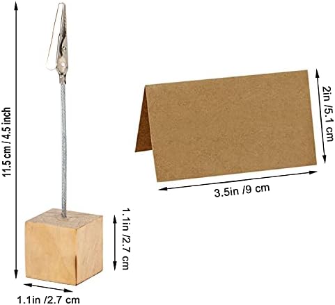 20 Pcs Wood Place Card Holders and 30 Pcs Kraft Place Cards Set