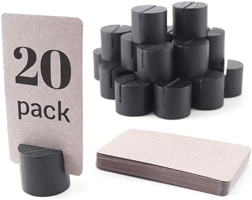 20 Pack Mini Wood Table Number Holders - Black