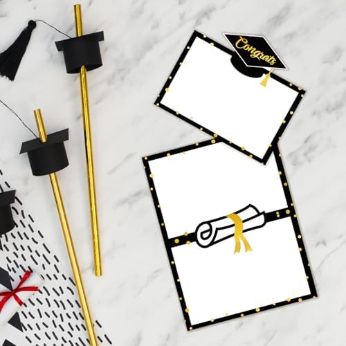 48 Pcs Grad Place Cards with Gold Design