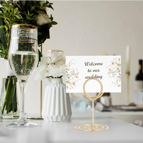 36-Piece Golden Wire Place Card Holders with Spiral Base