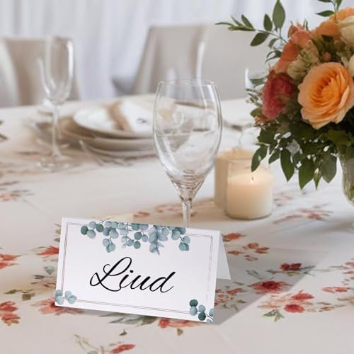 Zyghjort 50 Pcs Folding Place Cards for Weddings and Parties