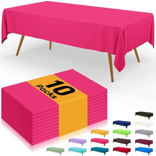Smiry Disposable Table Cloth 10 Pack Hot Pink 54x108 Inch