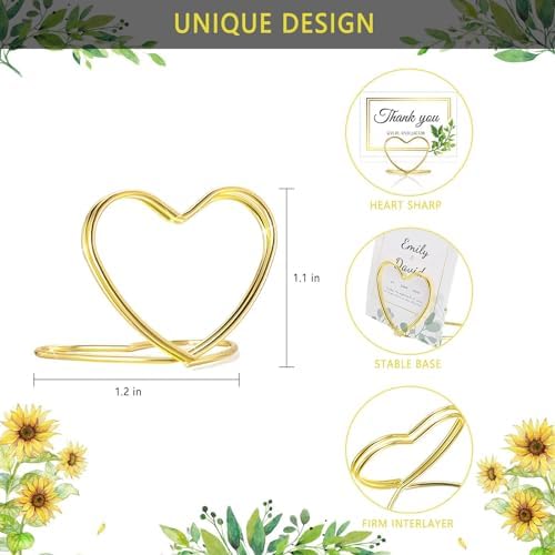 CunGLIN Gold Heart Shaped Place Card Holders 32 PCS