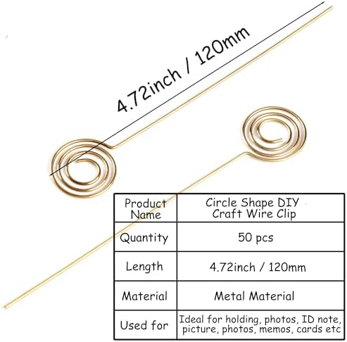 HW 50pcs 47 Inch Golden Ring Wire Clip Table Card Holders