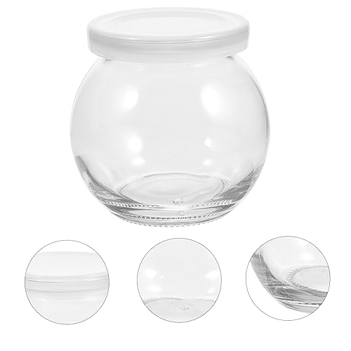 Mobestech Clear Glass Yogurt Bottles 2pcs Spherical Pudding Jars