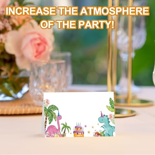 Dinosaur Place Cards for Birthday Party Baby Shower Gender Reveal 25 Pack