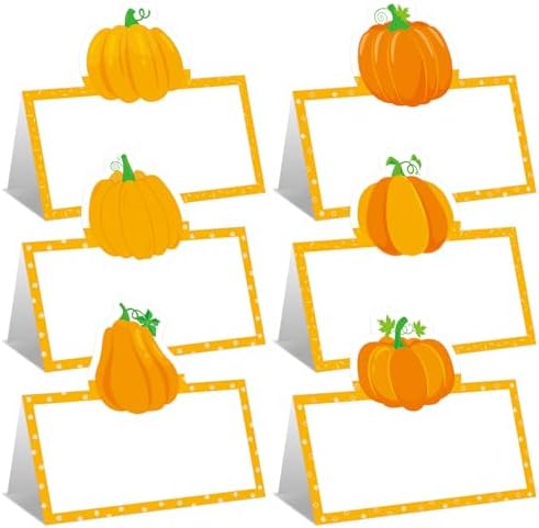 48 Pumpkin Place Cards for Fall Events and Thanksgiving