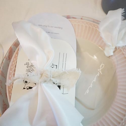 10pcs Clear Acrylic Place Cards with Ribbon for Wedding Party Supplies