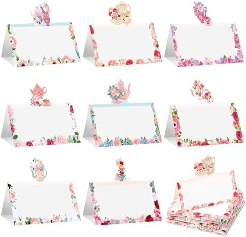 Fullhawl 48 Pcs Tea Party Themed Place Cards Set