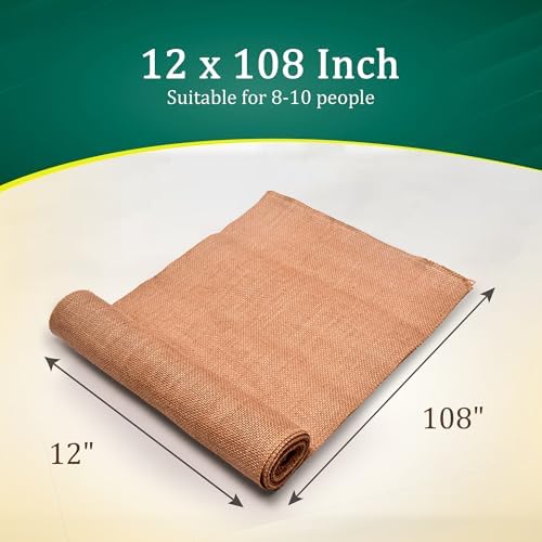FIBEUSION Burlap Table Runners Pack of 3 12x108