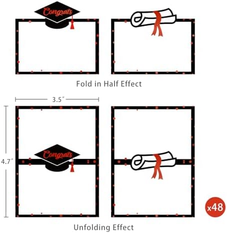 48 Pcs Graduate Place Cards with Cap and Scroll Design