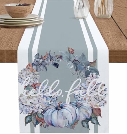 Thanksgiving Pumpkin Floral Garland Table Runner 36 Inches Long