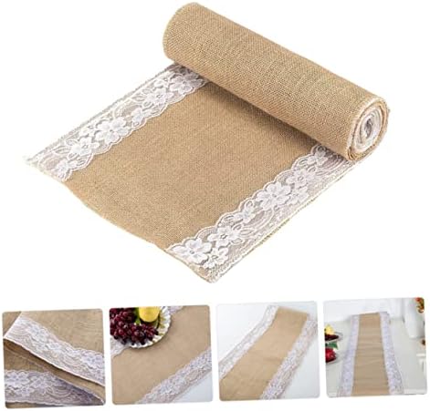 Luxshiny Rustic Linen Lace Table Runner for Wedding Reception