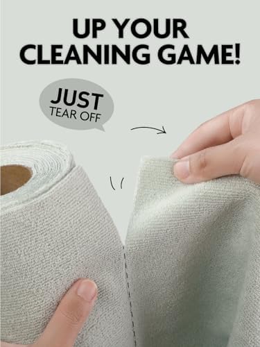 Fantasticlean Tear Away Dish Cloth - 40 Sheets - 10x10 Reusable Microfiber Towel Rolls