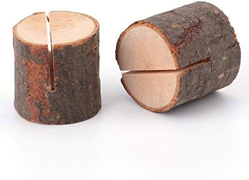 Tosnail 50 Wooden Place Card Holders with Kraft Paper Cards