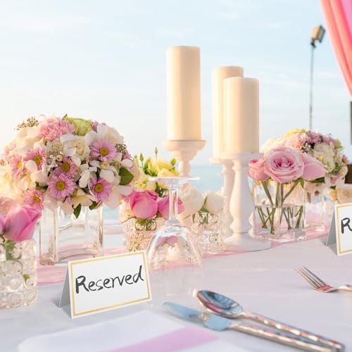 GeeRic 50 Pcs Foldable Place Cards with Gold Foil Border