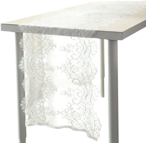 Efavormart Ivory Lace Table Runner with Scalloped Edges