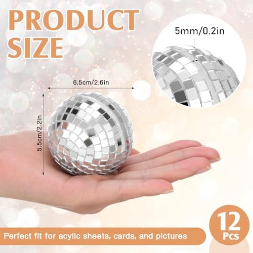 12 Pcs Silver Disco Ball Place Card Holders for Wedding Party