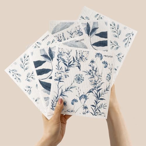 RECYCO 6 Pack Foggy Blue Swedish Dishcloths