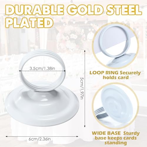 24 Pcs White Metal Table Number Holders for Events