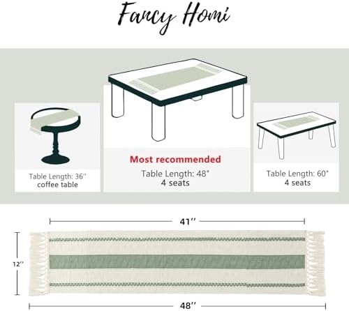 Fancy Homi Sage Green Macrame Table Runner 48 Inches