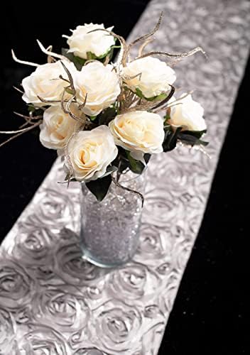 Andersons Silver Satin Rosette Table Runner 14x9ft Wedding Decor