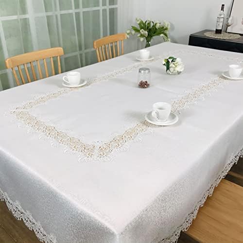 Elegant Rectangle Tablecloth with Lace Border