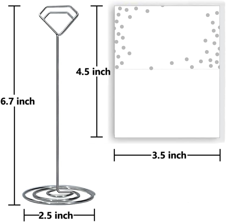 12Pcs Diamond Place Card Holder with Silver Dots