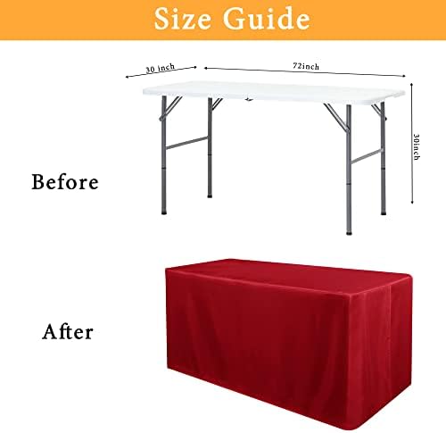 Obstal 2 Pack 6FT Red Tablecloths for Folding Tables