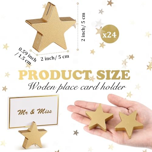 Kigley 24 Pcs Star Wooden Table Place Card Holders