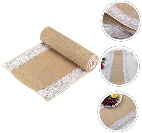 Luxshiny Rustic Linen Lace Table Runner for Wedding Reception
