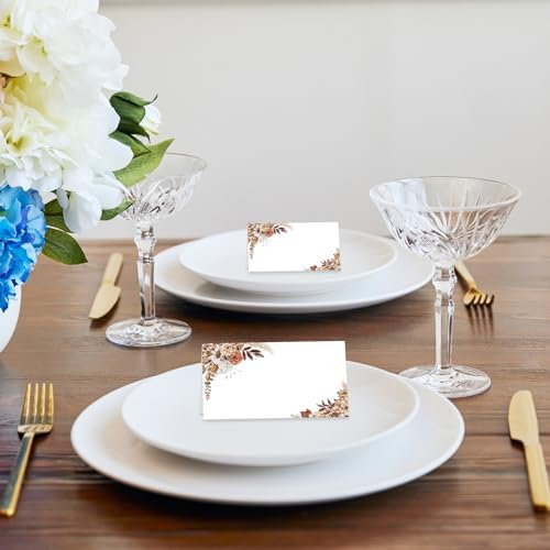 Whaline 50Pcs Floral Tented Place Cards for Weddings and Events