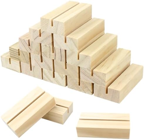 18 Pieces Pine Wood Place Card Holders for Events