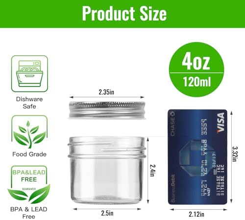 STARSIDE 40 Pack 4 oz Glass Jars With Silver Lids