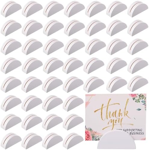 48 Pcs White Wooden Table Number Stands Small Lightweight Semicircular Design Holder