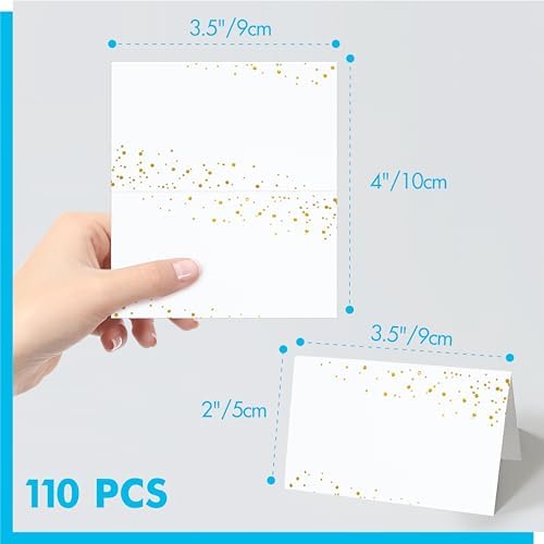 110 PCS Dotted Gold Foil Tent Place Cards for Events and Weddings
