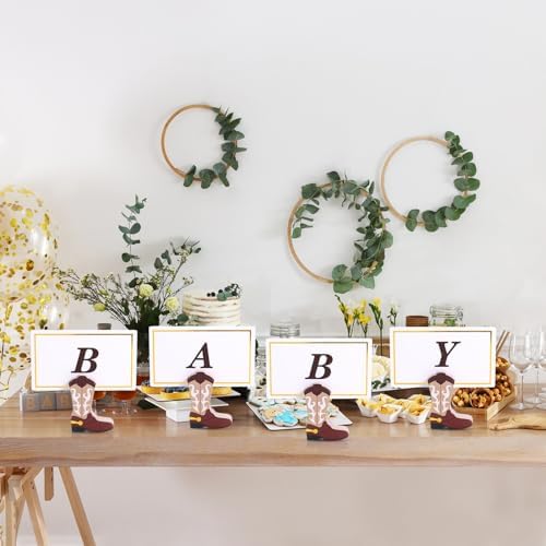 Kigley 18 Pcs Wooden Cowboy Boots Place Card Holders